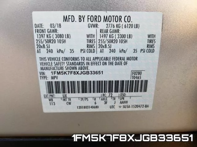 1FM5K7F8XJGB33651 фото 2
