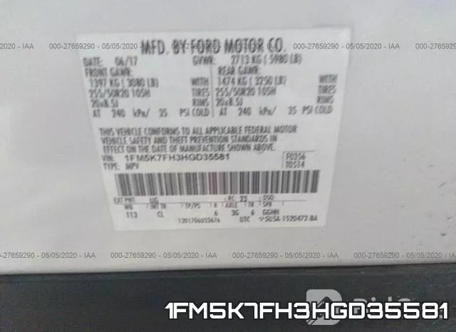 1FM5K7FH3HGD35581 фото 10