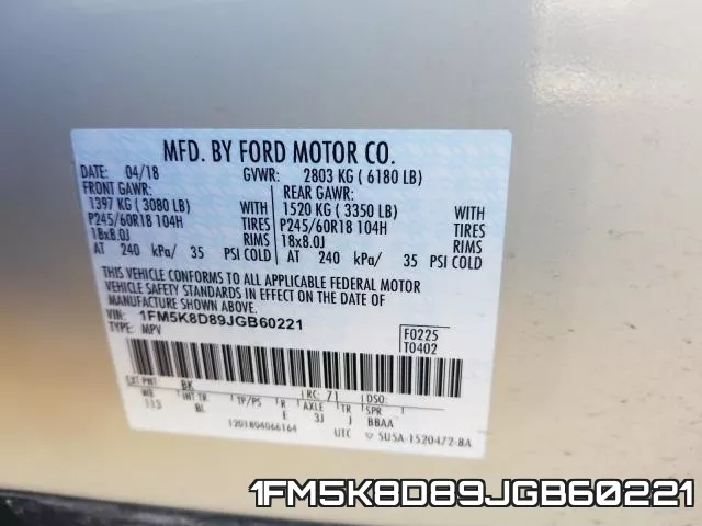 1FM5K8D89JGB60221 фото 2
