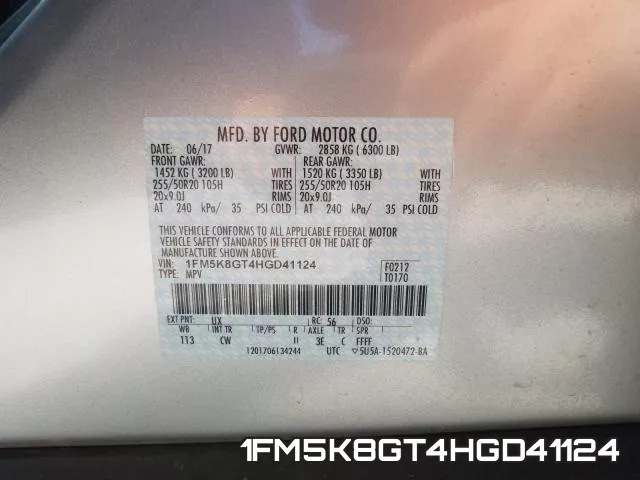 1FM5K8GT4HGD41124 фото 2
