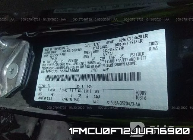1FMCU0F72JUA76900 фото 10