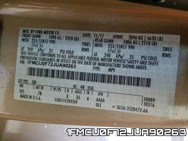 1FMCU0F72JUA90263 фото 2