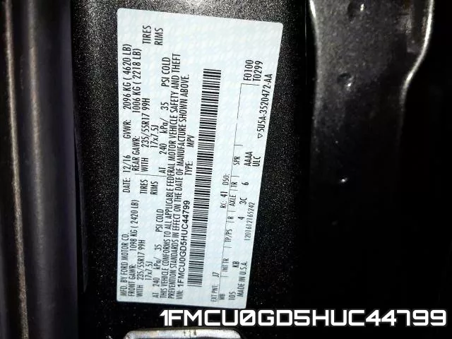 1FMCU0GD5HUC44799 фото 2