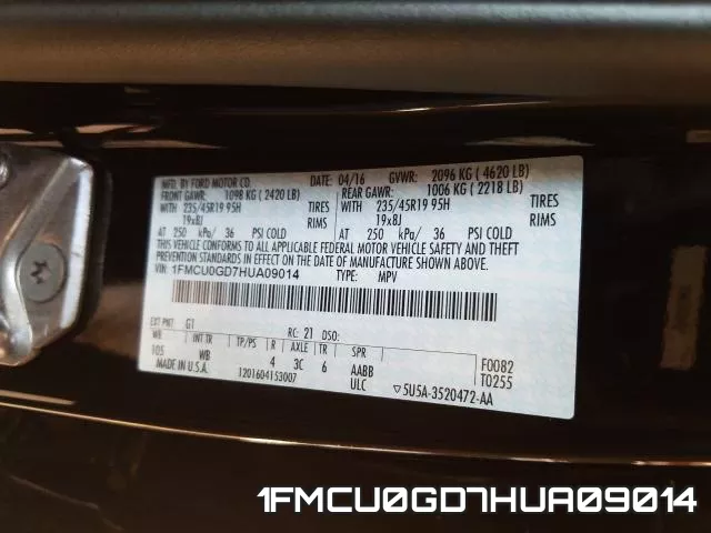 1FMCU0GD7HUA09014 фото 2