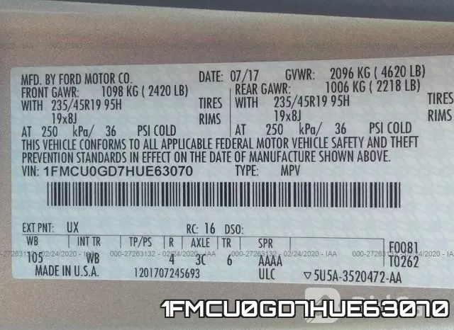 1FMCU0GD7HUE63070 фото 10