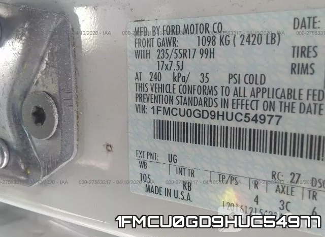 1FMCU0GD9HUC54977 фото 10