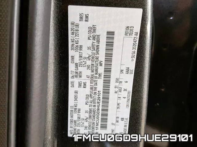 1FMCU0GD9HUE29101 фото 2