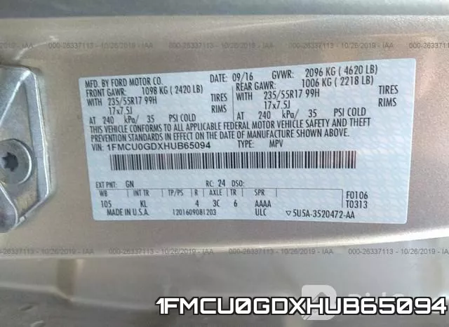 1FMCU0GDXHUB65094 фото 10