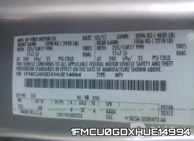 1FMCU0GDXHUE14994 фото 10