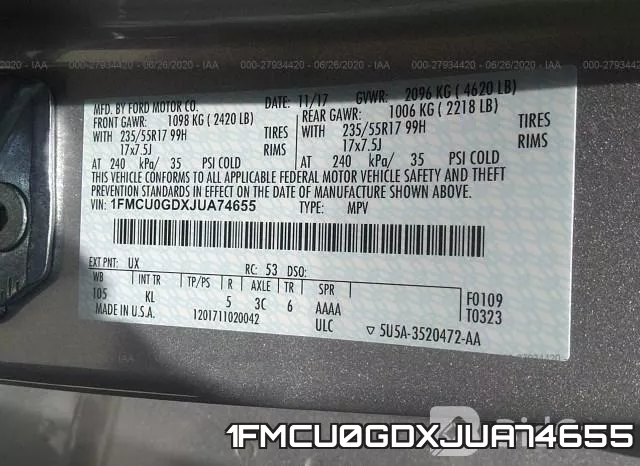 1FMCU0GDXJUA74655 фото 10