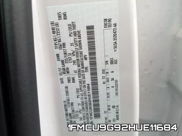 1FMCU9G92HUE11684 фото 2