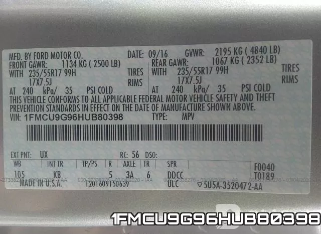 1FMCU9G96HUB80398 фото 9
