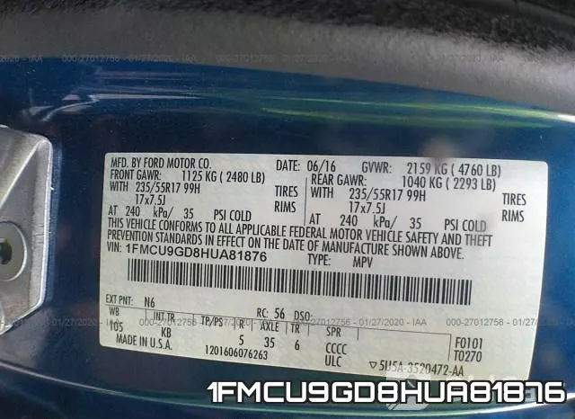 1FMCU9GD8HUA81876 фото 10