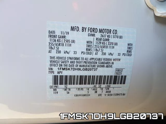 1FMSK7DH9LGB20737 фото 2