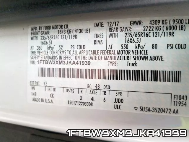 1FTBW3XM3JKA41939 фото 2
