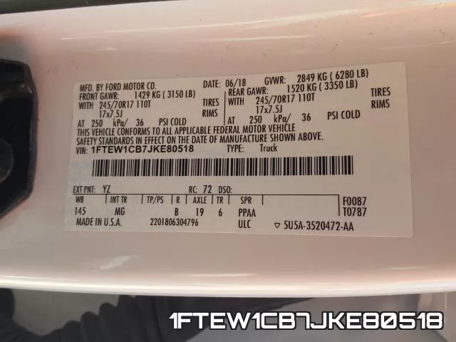 1FTEW1CB7JKE80518 фото 2