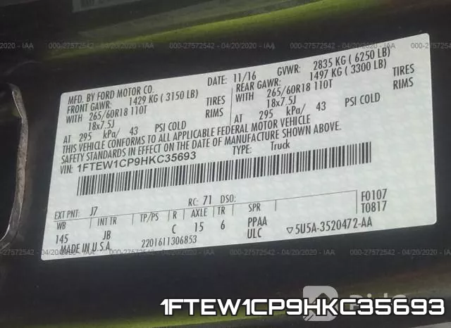 1FTEW1CP9HKC35693 фото 10