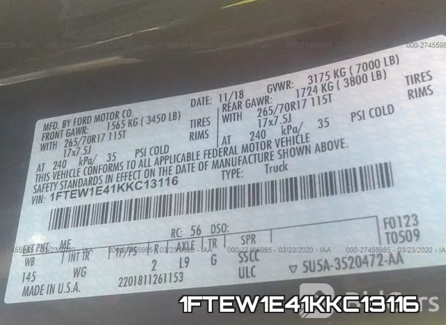 1FTEW1E41KKC13116 фото 10