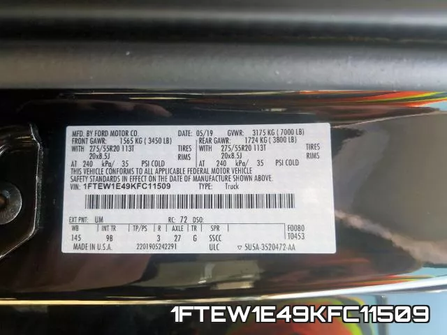 1FTEW1E49KFC11509 фото 2