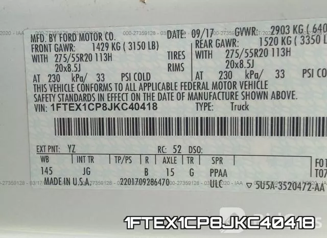 1FTEX1CP8JKC40418 фото 10
