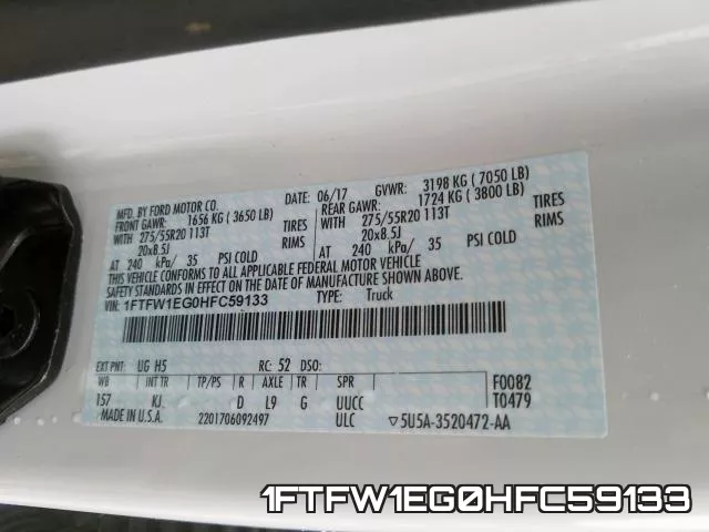 1FTFW1EG0HFC59133 фото 2