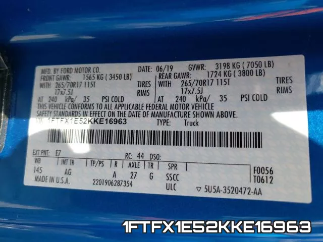 1FTFX1E52KKE16963 фото 2