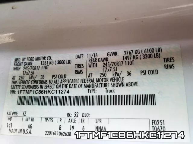 1FTMF1C86HKC11274 фото 2