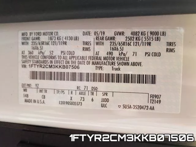 1FTYR2CM3KKB07506 фото 2