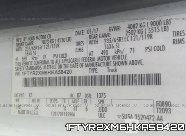 1FTYR2XM6HKA58420 фото 10
