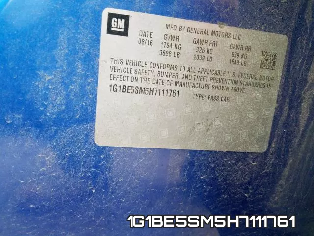 1G1BE5SM5H7111761 фото 2