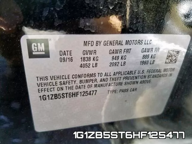 1G1ZB5ST6HF125477 фото 2