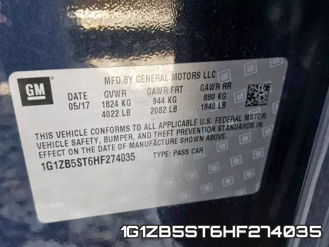 1G1ZB5ST6HF274035 фото 2