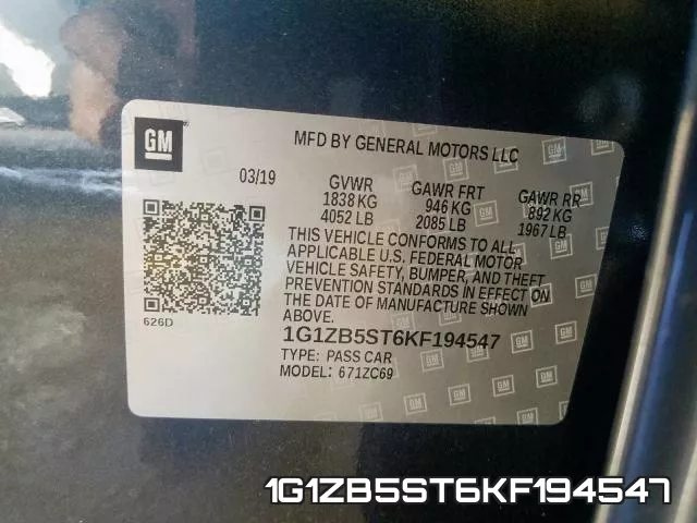 1G1ZB5ST6KF194547 фото 2