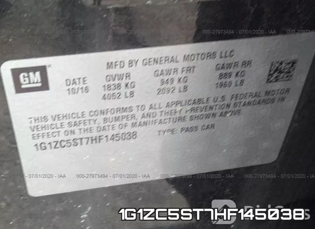 1G1ZC5ST7HF145038 фото 10
