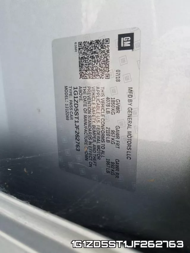 1G1ZD5ST1JF262763 фото 2