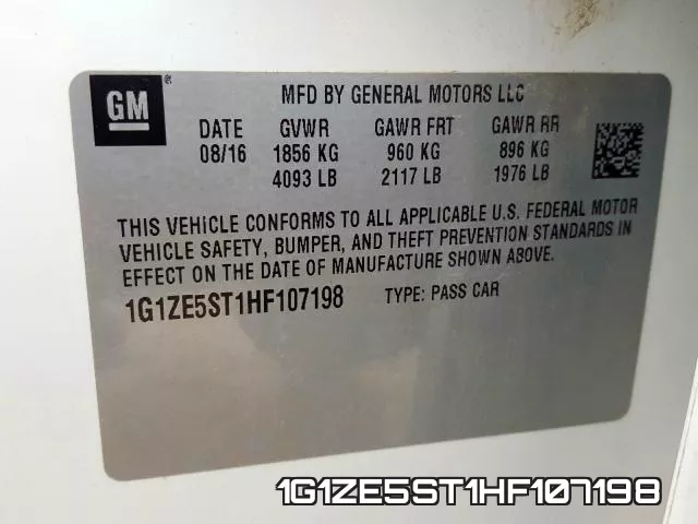 1G1ZE5ST1HF107198 фото 2