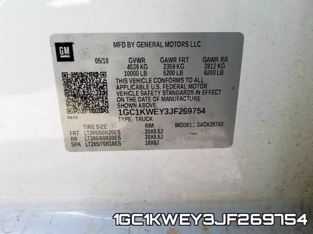 1GC1KWEY3JF269754 фото 2