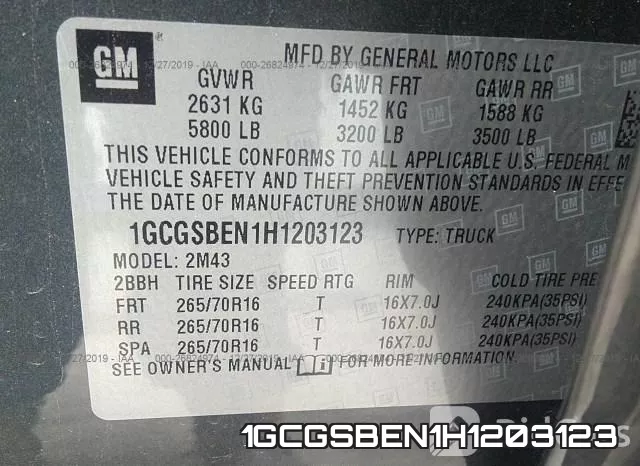 1GCGSBEN1H1203123 фото 10