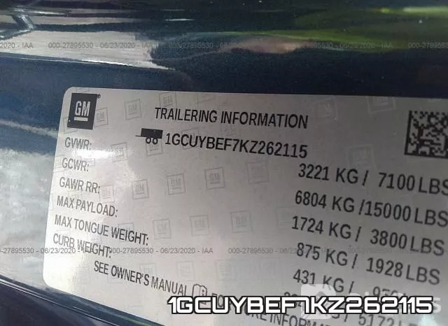 1GCUYBEF7KZ262115 фото 10