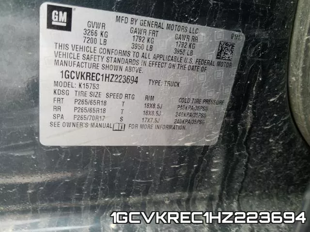 1GCVKREC1HZ223694 фото 2