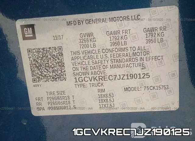 1GCVKREC7JZ190125 фото 9