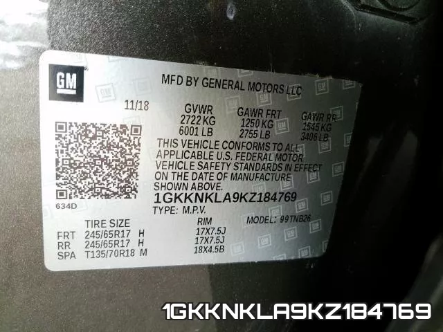 1GKKNKLA9KZ184769 фото 2