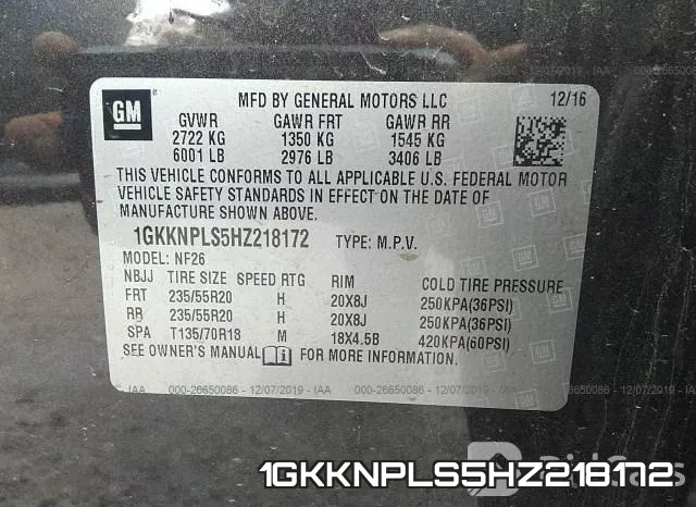 1GKKNPLS5HZ218172 фото 10