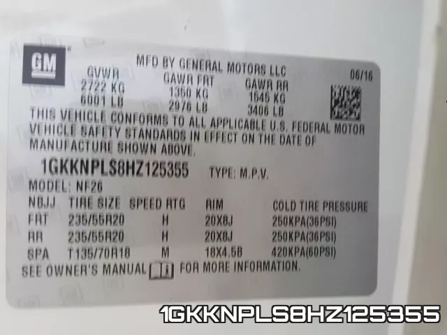1GKKNPLS8HZ125355 фото 2