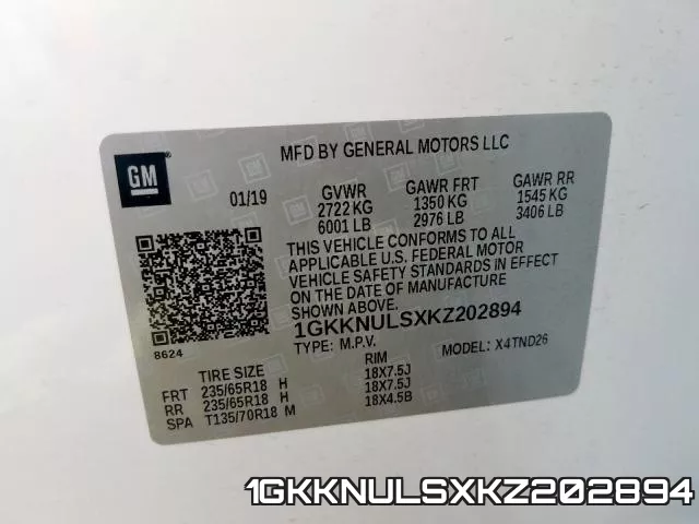 1GKKNULSXKZ202894 фото 2