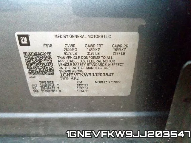 1GNEVFKW9JJ203547 фото 2