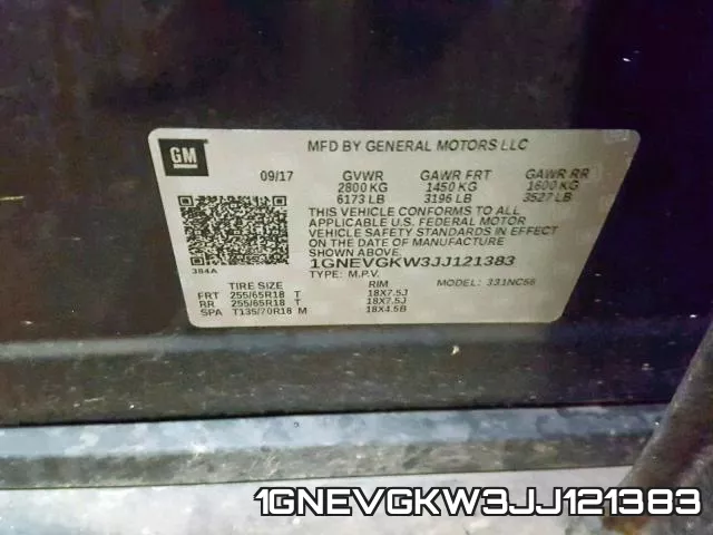 1GNEVGKW3JJ121383 фото 2