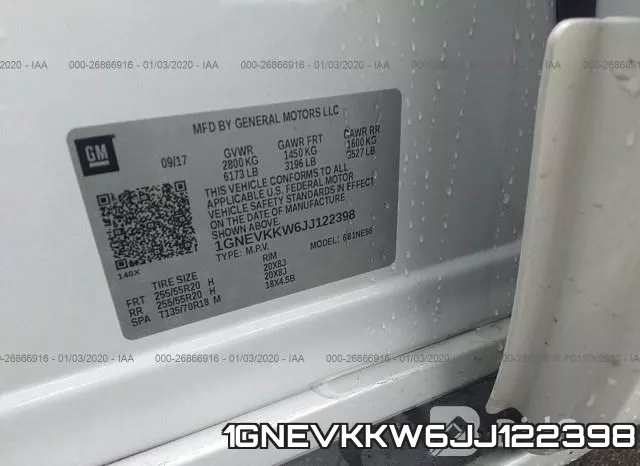 1GNEVKKW6JJ122398 фото 10