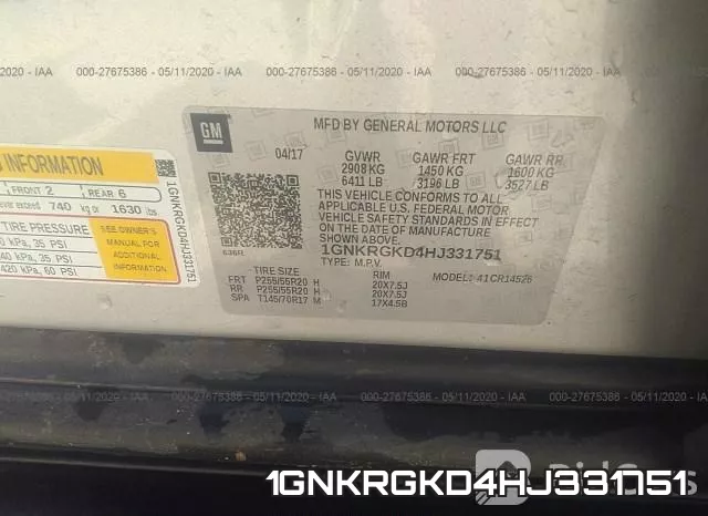 1GNKRGKD4HJ331751 фото 10