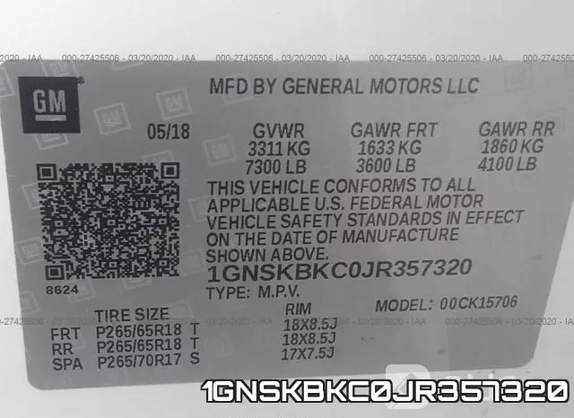 1GNSKBKC0JR357320 фото 9